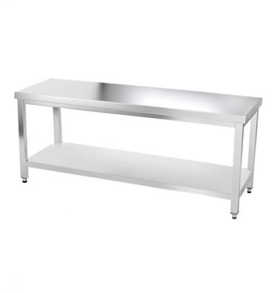 Table en acier inoxydable 200x70 avec 1 étagère