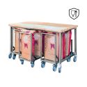 Photo : Lot de 1 table de boulangerie + 2, 3 ou 4 chariots à farine Sur pieds - 1 table + 2 chariots