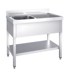 Plonge Inox 1 Bac Longueur 1000 mm avec égouttoir à droite