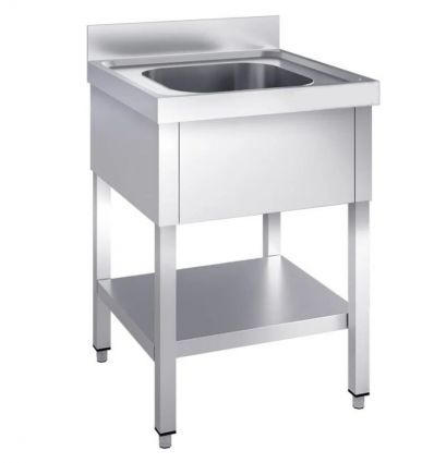 Évier cuisine professionnelle en inox 1 bac sans égouttoir profondeur 700 mm