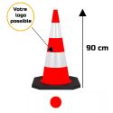 Photo : Cône de signalisation 90 cm lesté K5a Bande Non rétroréfléchissante - Non