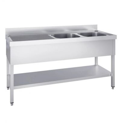 Plonge Inox 2 Bacs 1400x600 égouttoir à gauche