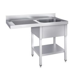 Plonge de travail Inox 1 bac Lave-vaisselle 1200x600 égouttoir à gauche