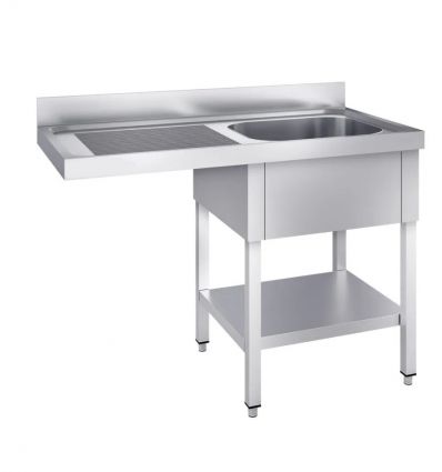 Plonge de travail Inox 1 bac Lave-vaisselle 1200x600 égouttoir à gauche
