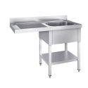 Photo : Plonge Inox Lave-vaisselle 600 mm - 1200 mm (1 bac) - À gauche