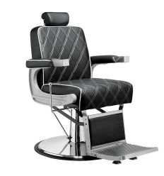Fauteuil Barber Noir avec Surpiqures Blanches