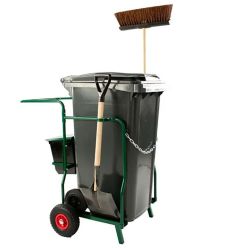 Chariot de cantonnier avec accessoires profil droite