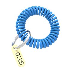 Bracelet spiral bleu pour casiers avec plaque numérotée