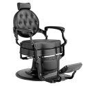 Photo : Fauteuil Barbier Vintage Capitonné Structure Noire / Revêtement Noir