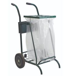 Chariot de propreté voirie caoutchouc avec couvercle et sac poubelle