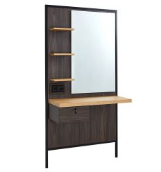 Meuble Coiffeuse Barbier Murale Bois Foncé