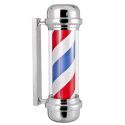 Photo : Enseigne Barbier Classique Argent - Motif Bleu, Blanc, Rouge