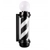 Barber Pole Noir avec Globe Lumineux et Motif Rotatif Noir et Blanc