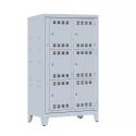 Photo : Casiers visitables pour collège et lycée 6 cases - Gris RAL 7035 / Gris RAL 7035 - Serrure