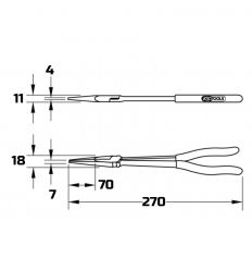 Schéma avec dimensions de la pince à bec fin