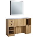 Photo : Poste de Coiffage Barbier avec Miroir LED Bois clair - Sans vasque - Carré