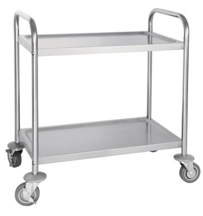 Chariot de service a 2 niveaux avec plateaux de 400x700 mm