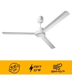 Destratificateur d'air industriel à pales reversibles très basse consommation 90 cm
