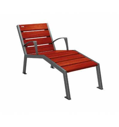 Banc Extérieur Collectivité 1 place Accoudoir Bois Acajou Gris Aluminium