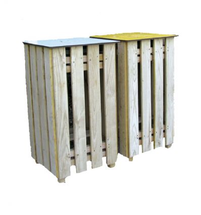 Poubelle de tri en bois 2 ou 3 flux