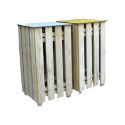 Photo : Poubelle de tri en bois 2 ou 3 flux 2 - Jaune et blanc - Sans - Sans