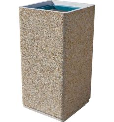 Poubelle béton carrée avec support de sacs
