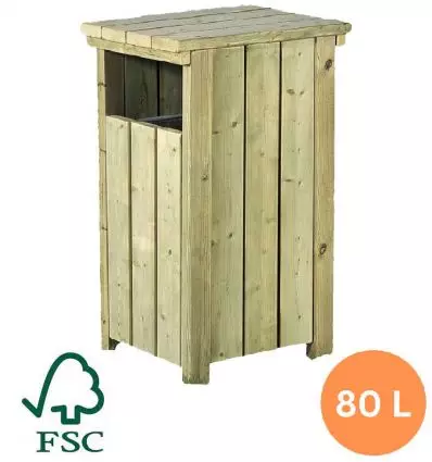 Poubelle 80 litres en bois certifié FSC