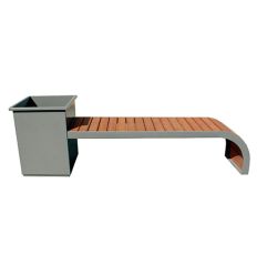 Banc Public Bois Design avec Jardinière Tôle en Acier Zigué