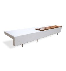 Banquette urbaine béton design avec assise bois