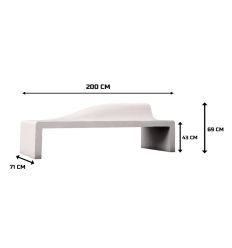 Dimensions du banc béton design dossier vague