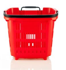 Panier pour supermarché à roulettes 34L Rouge