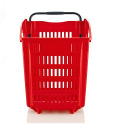 Panier de supermarché avec roulettes 52L Rouge