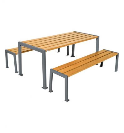 Table de pique nique gris et bois