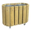 Photo : Poubelle de tri sélectif en bois double compartiments 48 L - Pin traité autoclave - Sans - Sans