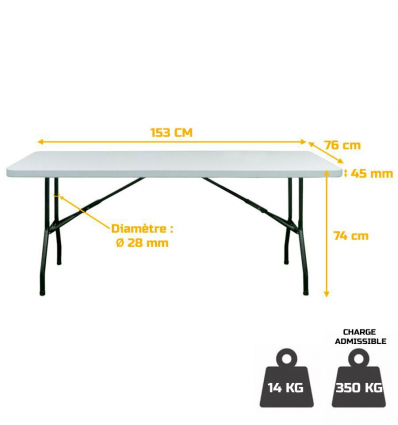 table blanche153 cm