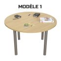 Photo : Table de réunion ronde Modèle 1 - Ø 120 cm - Aluminium - Hêtre naturel