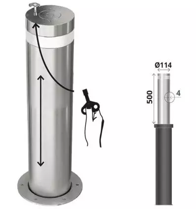 Borne escamotable semi-automatique en acier diamètre 114 mm