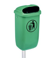 Poubelle extérieure sur pied en plastique verte