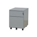 Photo : Caisson mobile métal Gris aluminium - 2 tiroirs - H. 567 x L. 418 x P. 541 mm