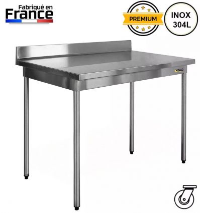 Table inox 200x70 cm avec dosseret