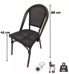 Chaise de bistrot parisien textilène empilable usage extérieur