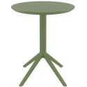 Photo : Table ronde en polypropylène usage extérieur Vert olive