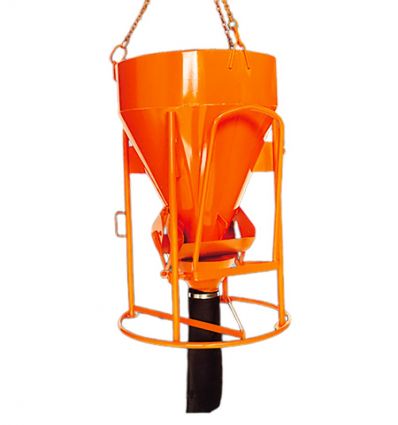 Benne à béton à tuyau sortie droite avec volant version légère