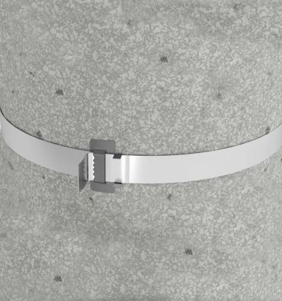 Scellement du feuillard inox avec chapes