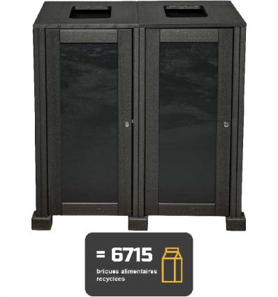 Station de tri en briques alimentaires recyclées deux compartiments