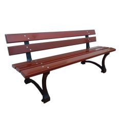 Banc extérieur en bois exotique et pieds en fonte