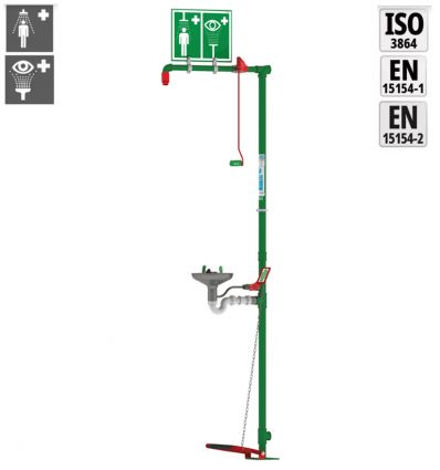 Combiné douche et lave-yeux de sécurité acier galvanisé et inox