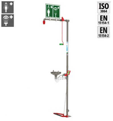 Combiné douche et lave-yeux de sécurité tout Inox