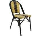 Photo : Chaise bistrot parisien rotin synthétique empilable usage extérieur Rotin synthétique beige, noir et ivoire