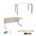 Photo : Bureau droit professionnel 2 pieds - L.160 x l.80 cm - Hêtre naturel - Blanc